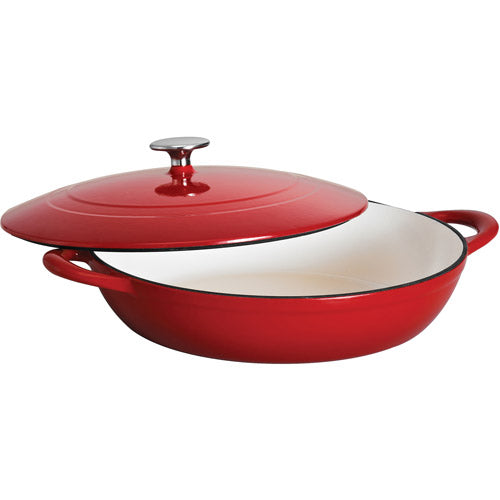 Gourmet 4-Quart Cast Iron Covered Braiser, Red
