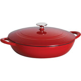 Gourmet 4-Quart Cast Iron Covered Braiser, Red