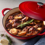 Gourmet 4-Quart Cast Iron Covered Braiser, Red